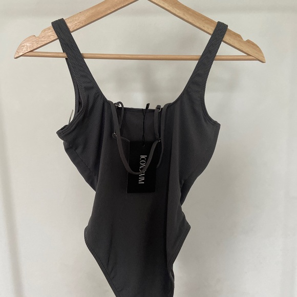 Icon Swim Grey One Piece Swimsuit with cutouts - Picture 3 of 4